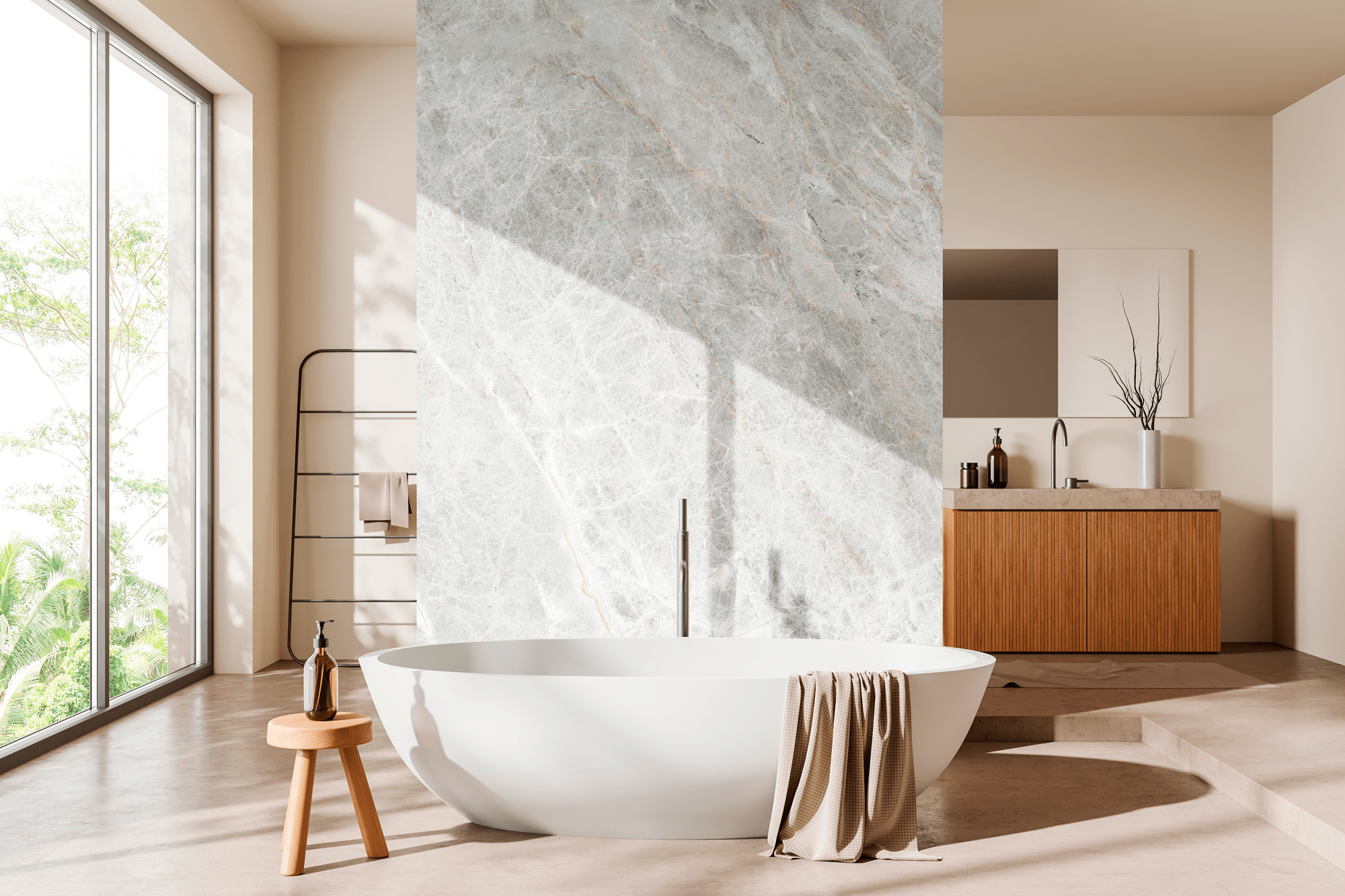 Pedra preciosa Avalon aplicada em banheiro